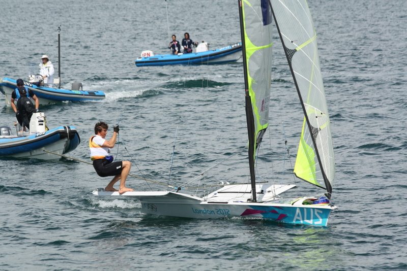 Iain Jensen goes singlehanded 49er sailing as his helm goes AWOL on gold medal celebrations