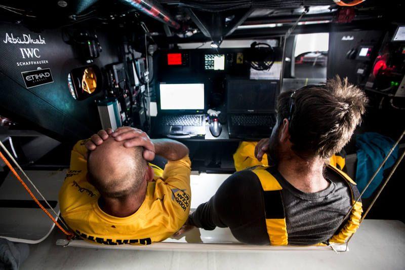 Ian Walker head in hands at the nav station