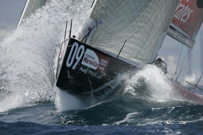 Emirates Team New Zealand crashing along in Marseille