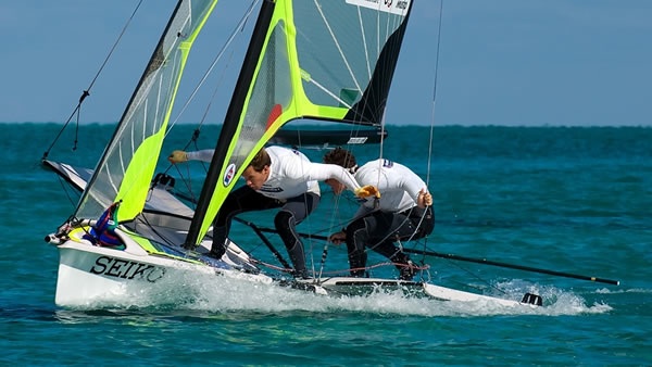 Fletcher & Sign in the 49er skiff