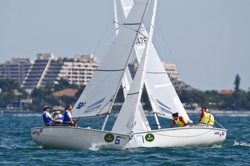 Laser SB3s match racing at Miami OCR