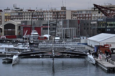 Alingi 5 docked in front of the Alinghi base in Valencia